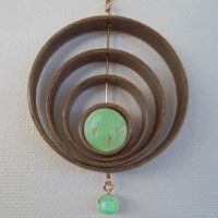 One-Of-A-Kind Walnut Wood Hoop Earrings with Semi-Precious Stone, Chrysoprase, and 14k Gold Wire