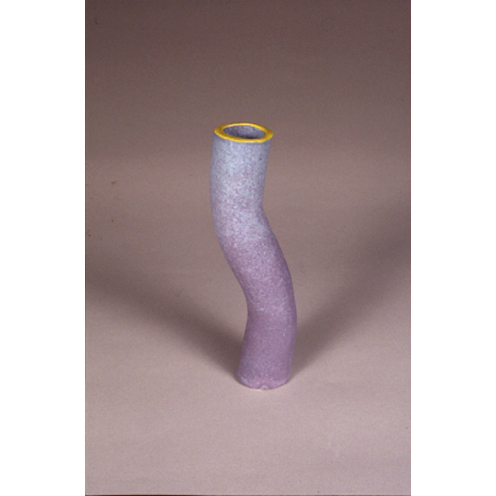 Purple vase with yellow edge