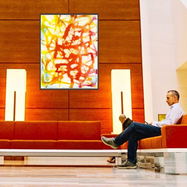 Yellow, orange and red painting at the lobby