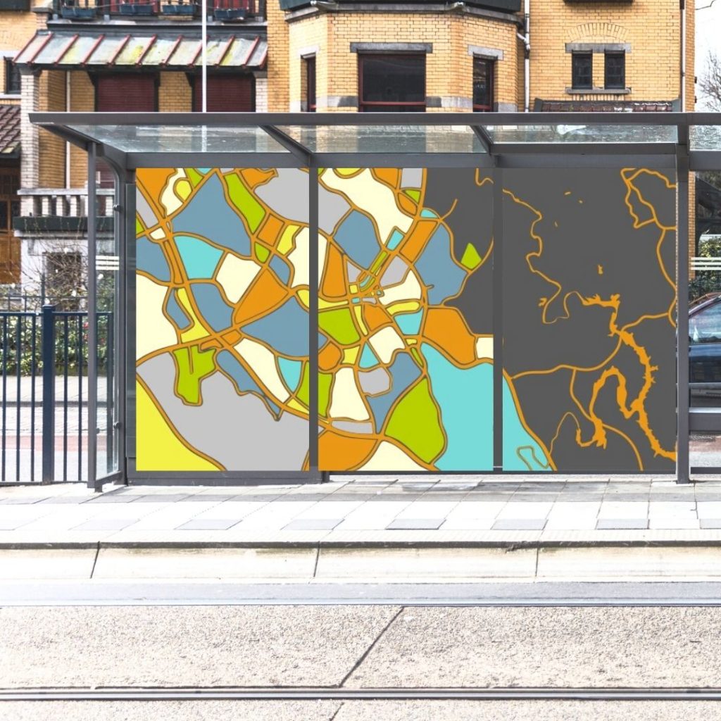 Map artwork for the bus stop project